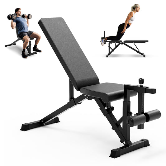 Mikolo Adjustable Weight Bench with Nordic Curl, Foldable Workout Bench with Nordic Bench, Olympic Weight Bench for Bench Press with 600 LBS Capacity