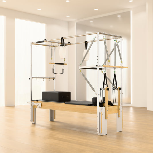 Syedee Pilates Equipment for Studios, Cadillac Pilates Reformer Trapeze Pilates Reformer Machine for Home Gym, Pilates Exercise Equipment with Jump Board, Adjustable Resistance