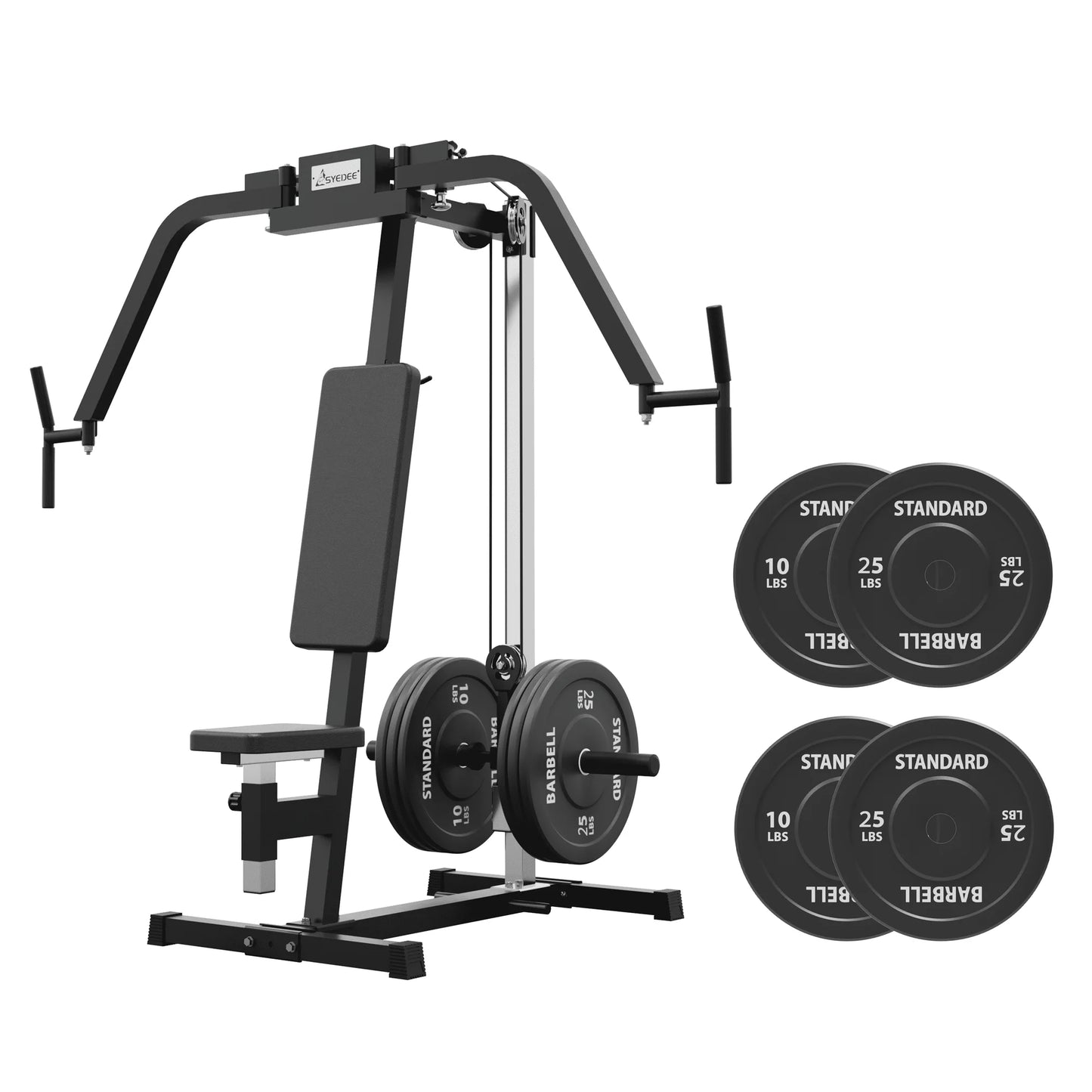 Syedee Chest Fly & Reverse Delt Machine, Plate-Loaded Pec Deck, 400 LBS Upper Body Specialty Machine, 4-Level Seat, 2:1 Ratio, Aluminum Pulleys, Compact Home Gym, Black