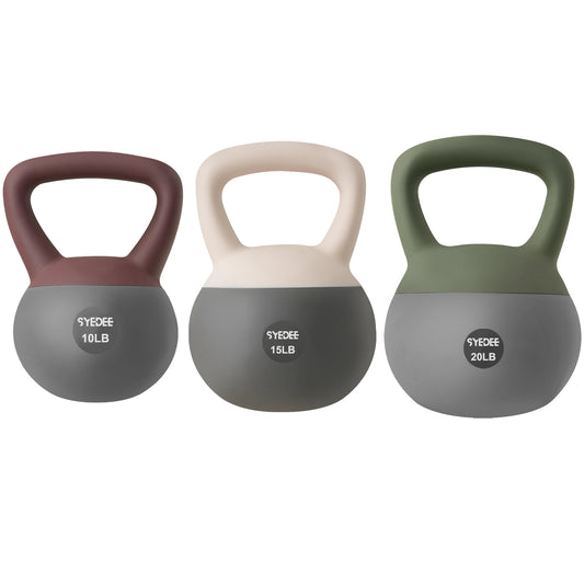 Syedee Soft Kettlebell Set –10lbs, 15lbs, 20lbs Anti-Slip Grip & Wide Handle Design,Soft Kettlebell set, Gentle Floor-Friendly Impact, for Home Functional Training, Home Gym