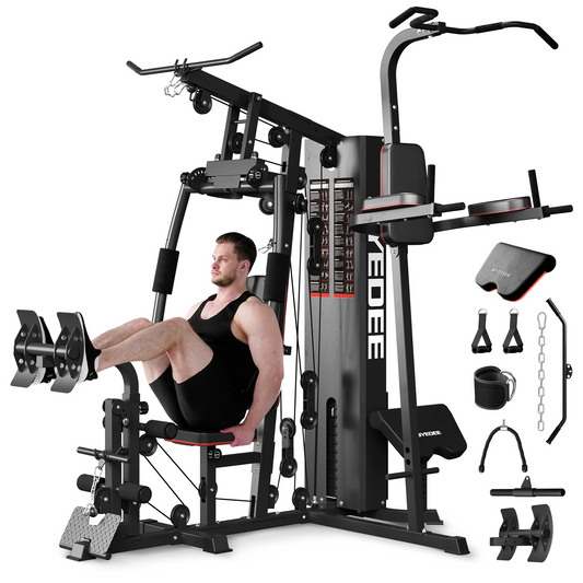 Syedee Home Gym Station, Workout Station With 150LBS Weight Stack, Home Gym Equipment With Power Tower for All Body Training