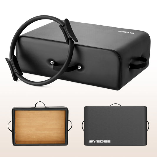 Syedee Pilates Box Set – 14" Anti-Deformation Circle with Padded Handles, Pilates Box,Pilates Equipment for Home Gym Focusing on Toning Inner Thighs, Arms, and Core