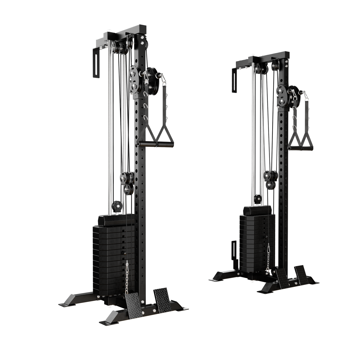Mikolo Cable Tower Squat Stands, Wall Mounted Pulley Tower with 200LBS Weight Stack,Lat Pull Down Machine with Aluminium Pulley for Home Gym.