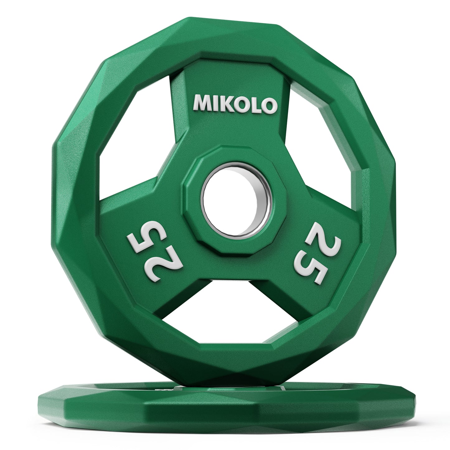 MIKOLO Color Coded Weight Plate 2-Inch Rubber Coated Olympic Grip Plate for Barbell, Solid Cast Iron for Strength Training, Weightlifting, Crossfit, Home Gym, 50LB, 25LB Pair