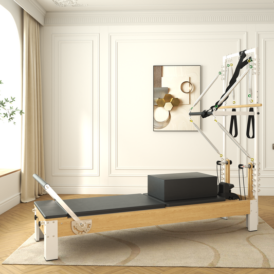 https://www.walmart.com/ip/Pilates-Reformer-Wooden-Reformer-Pilates-Machine-with-Tower-Mat-Pilates-Equipment-for-Home-Workout-and-Studio-Includes-Sitting-Box-Jumpboard/14977574060
