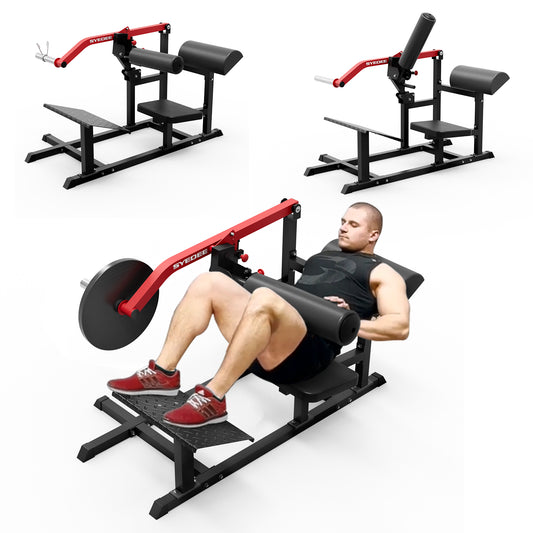 Syedee Hip Thrust Machine, Plate-Loaded Glute Bridge Machine with Blanced Hip Pad, Butt Exercise Equipment with 3 Adjustable Height Positions