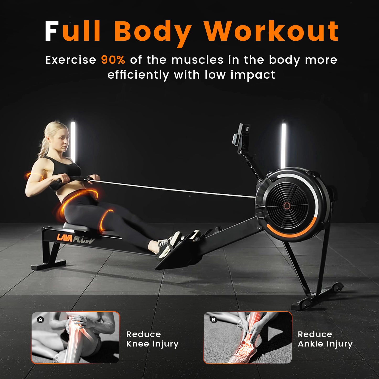 Syedee Air Remsistance Rowing Machine - Full body exercise /10 levels adjustent, with Performance Monitor,Ergonomic Seat, Bluetooth APP linkage,Silent and Detachable Designed for Home Gym