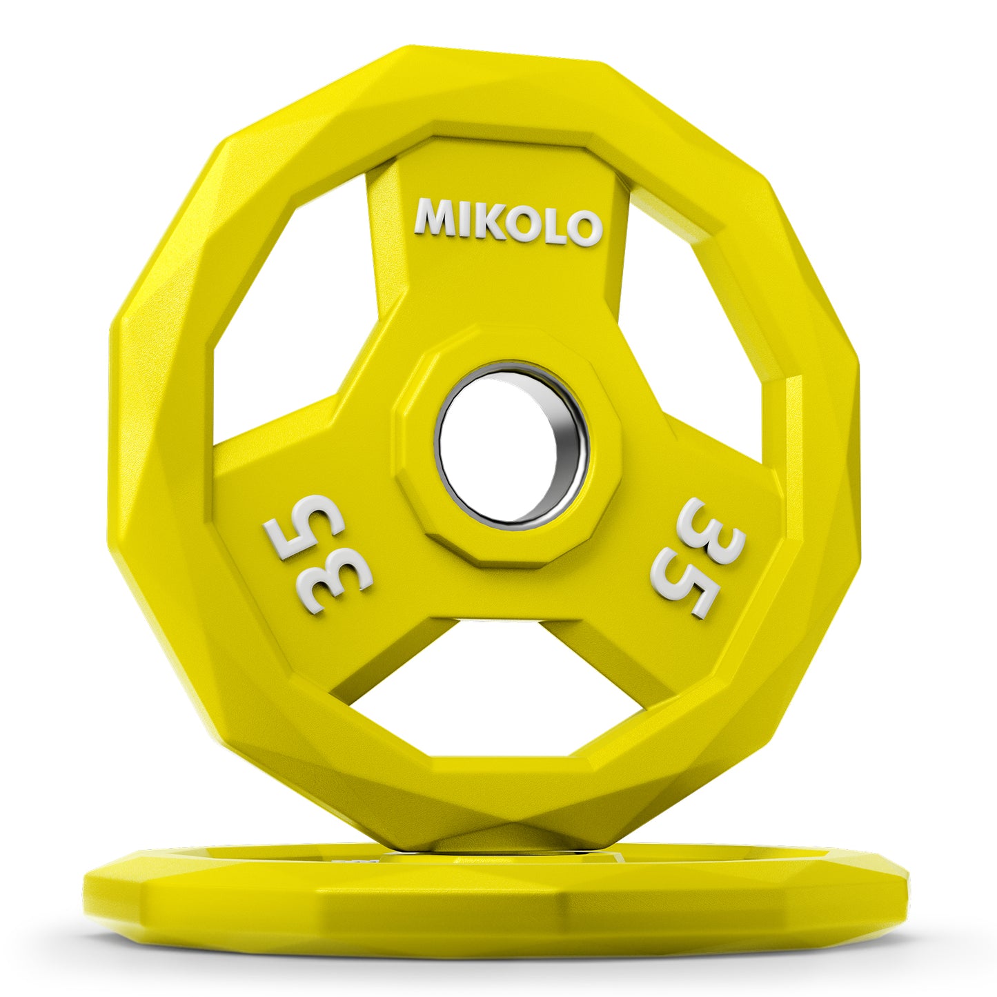 MIKOLO Color Coded Weight Plate 2-Inch Rubber Coated Olympic Grip Plate for Barbell, Solid Cast Iron for Strength Training, Weightlifting, Crossfit, Home Gym, 70LB, 35LB Pair