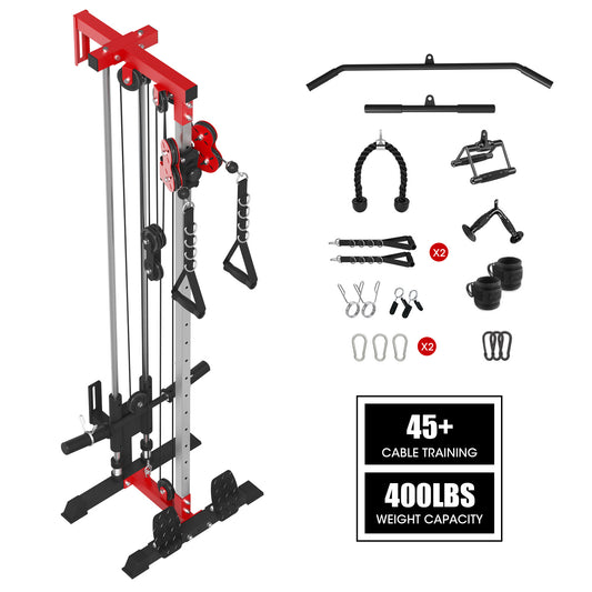 Mikolo Cable Crossover Machine, Lat Pull Down Machine, Wall Mounted Pulley Tower functional trainer with Adjustable 26 Positions Dual Pulley System, Lat Pulldown Cable Training for Home Gym Fitness