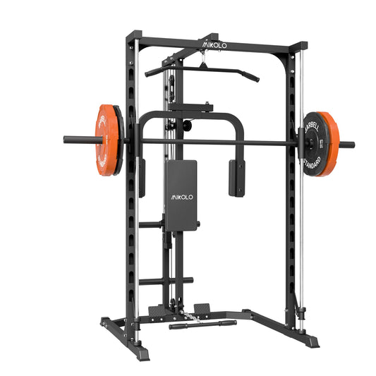 Mikolo  Smith Machine,1000LBS Power Rack With Pec Deck and Lat Pull Down System, Multi-Function Squat Rack Cage For Home Gym