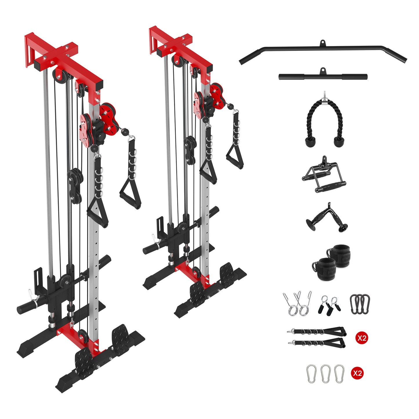 Mikolo Cable Crossover Machine, Lat Pull Down Machine, Wall Mounted Pulley Tower functional trainer with Adjustable 26 Positions Dual Pulley System, Lat Pulldown Cable Training for Home Gym Fitness