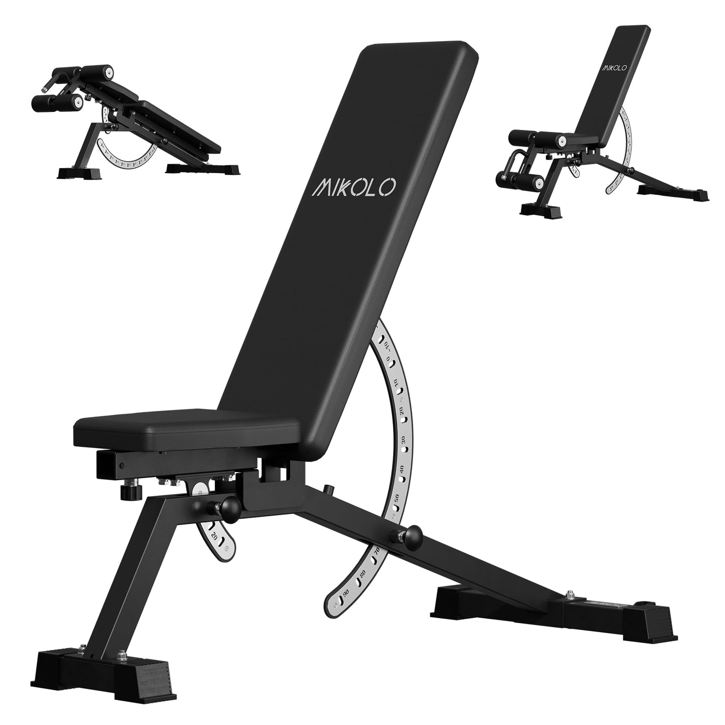 Mikolo 1200LB Weight Bench, Adjustable Workout Bench with Detachable Leg Support, Vertical Storage Space-Saving Exercise Bench for Home Gym, Incline Flat Decline Sit Up Bench for Full Body Fitness