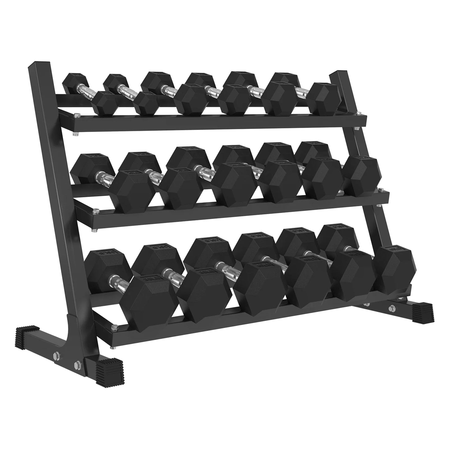 Mikolo Rubber Hex Dumbbell Set with Racks, Option in 450lbs, Strength Training Weight Set Home Gym