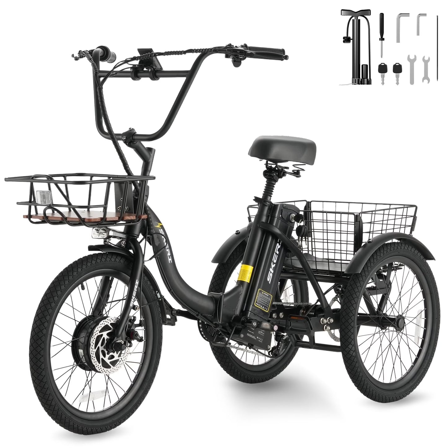 Electric Scooter Tricycle for Adults, 20” Folding Electric Trike,3 Wheels Electric Bicycle Bikes, 350W Step-Thru Etrike with 36V 13Ah UL2849 Removable Battery and Large Basket for Women Men