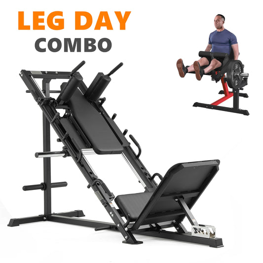 Syedee Leg Combo Press Hack Squat Machine, Leg Extension and Curl Machine, Lower Body Special with Weight Storage for Quads, Hamstring, Glutes, Calves, Heavy Duty Home Gym Leg Day