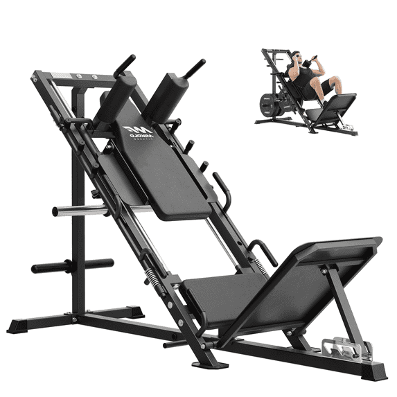 Mikolo Leg Press Hack Squat Machine Combo, Leg Press Machines for Home Gym with Linear Bearing, Hack Squat Machine with Rear and Front Band Pegs, Leg Machine for Full Range Leg Training