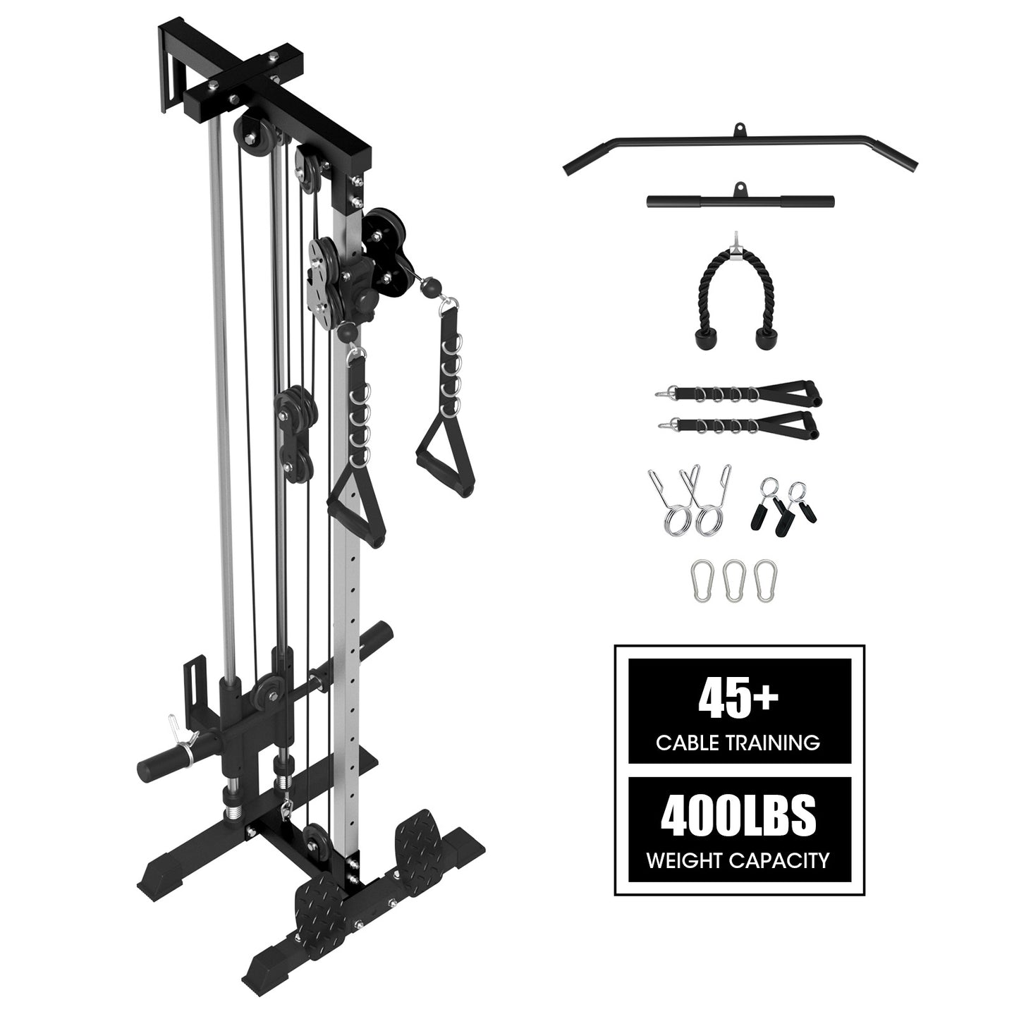 Mikolo Cable Crossover Machine, Lat Pull Down Machine, Wall Mounted Pulley Tower functional trainer with Adjustable 26 Positions Dual Pulley System, Lat Pulldown Cable Training for Home Gym Fitness