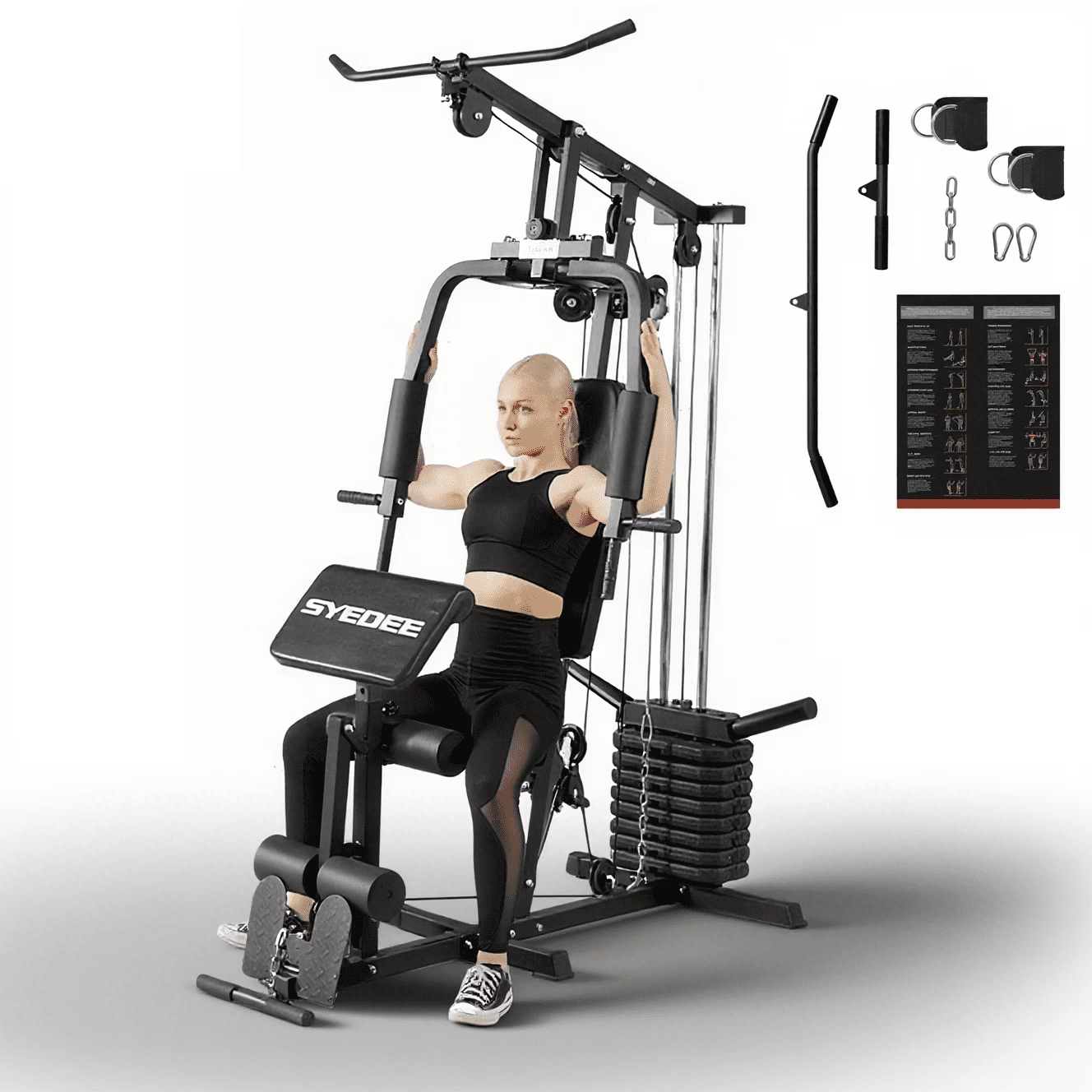 Syedee Home Gym Station, Workout Station with 138LBS Weight Stack, Wor ...