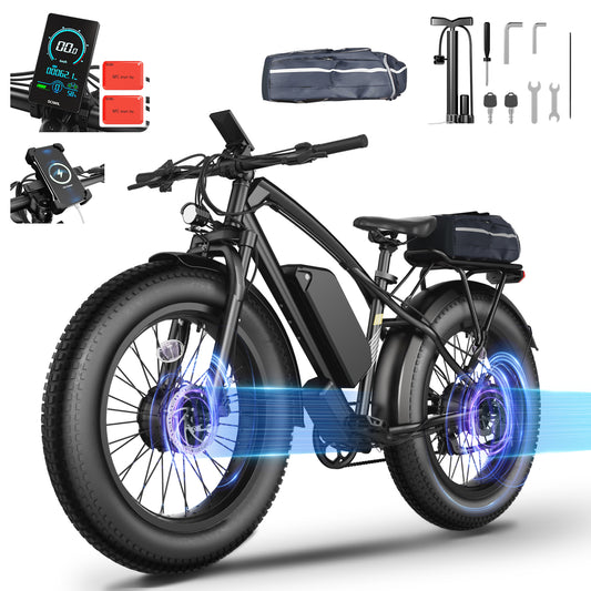 Skeri Electric Scooter, 26" Fat Tire E Bike, 2000W Motor, 48V 13Ah Removable Electric Bike for Adults, 70 Miles & 30 mph, Electric Bicycle with 7 Speed and Front Suspension