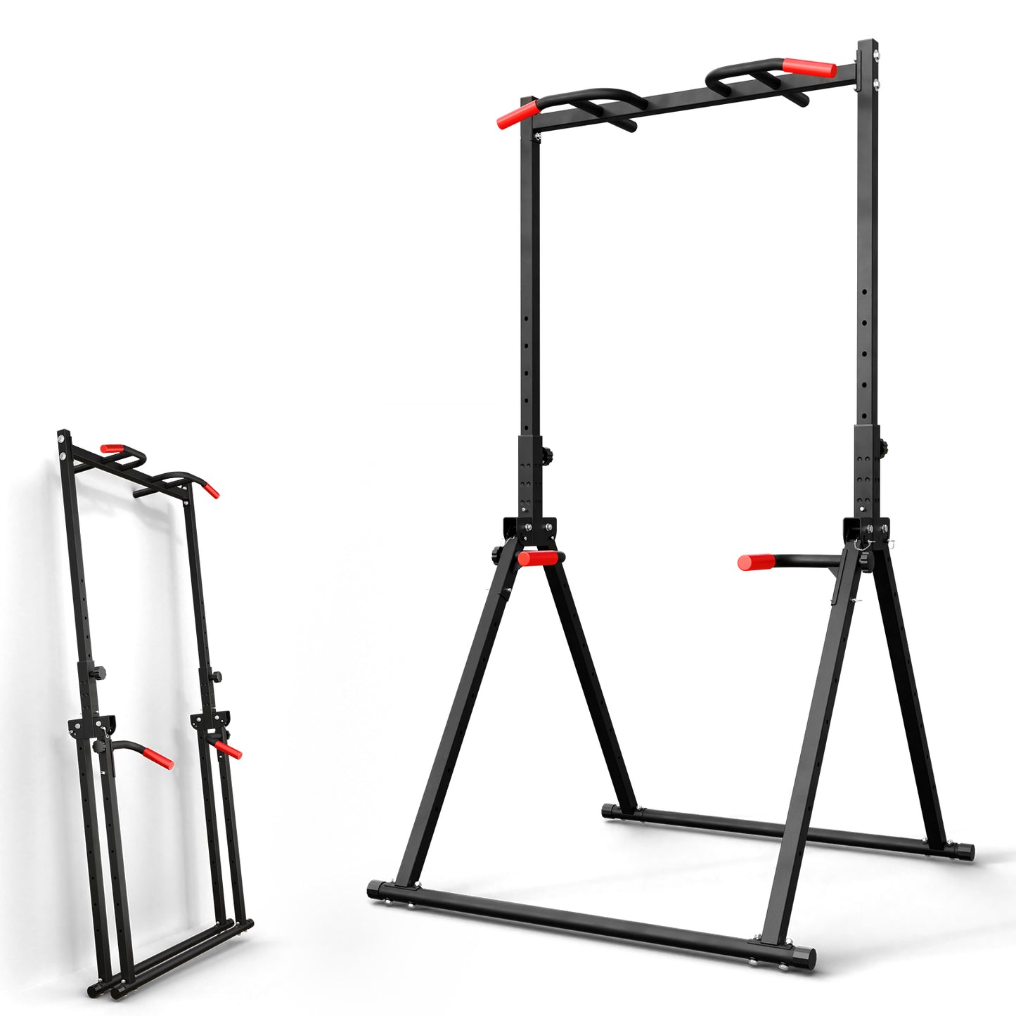 Mikolo Foldable Power Tower Dip Station Pull Up Bar Station Adjustable Multifunction Fitness Tower Station Training Equipment Home Outdoor, Stable Triangular Structure