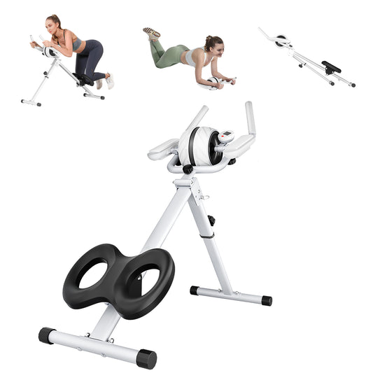 SYEDEE 2-in-1 Ab Machine and Ab Roller Wheel, Foldable Ab Workout Equipment, Adjustable Ab Trainer for Abs Workout at Home Gym, Core Abdominal Trainer Fitness, Full Body Exercise, Max 330lbs with LCD