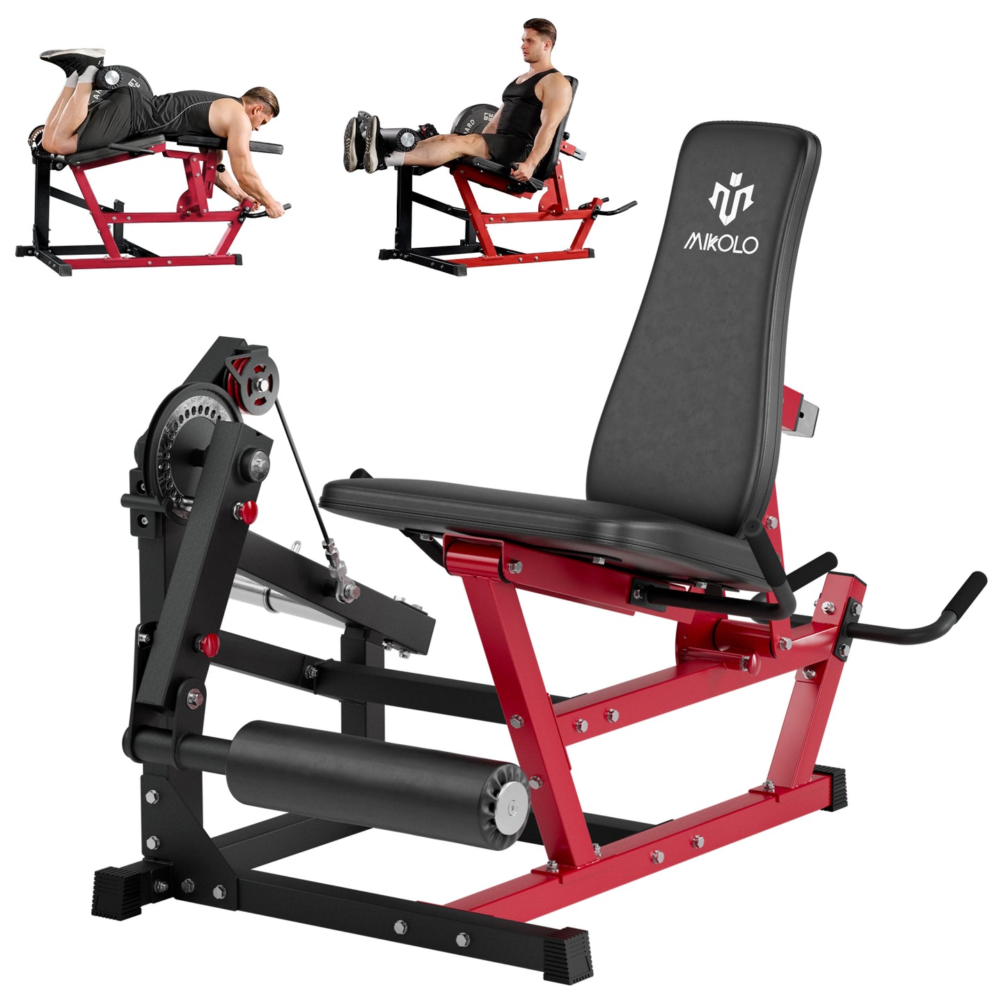Mikolo TAWERET Leg Extension and Curl Machine, Adjustable Leg Curl Machine, Seated Leg Extension and Lying Curl Machine for Home Gym, Leg Workout Equipment with Cable System