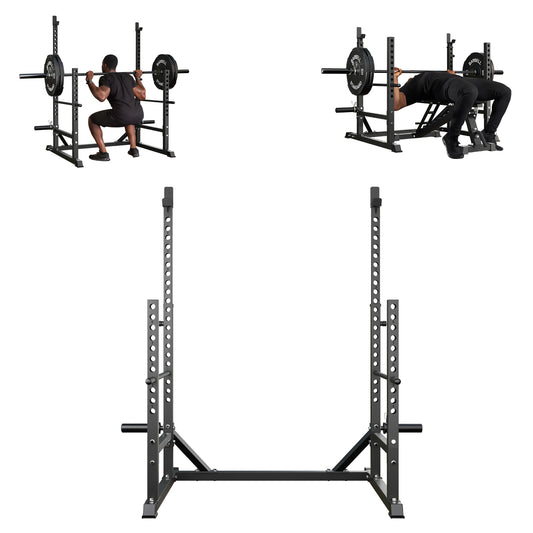 Mikolo Squat Rack, Multi-Functional Barbell Rack , Adjustable Bench Press Rack with 600 lbs Weight Capacity，Squat Cage