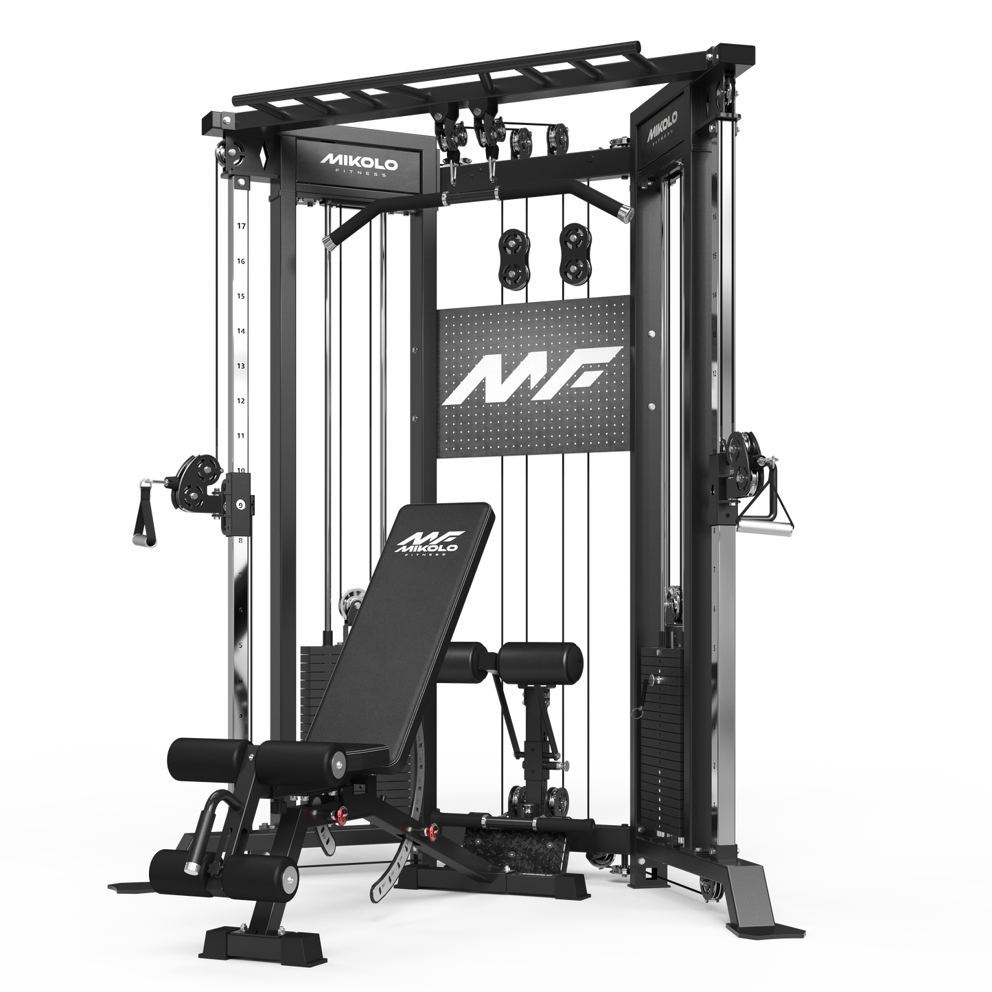 Mikolo Functional Trainer with 400lbs Weight Stack, 2:1 Ratio System Cable Crossover Machine with Independent Double Pulley System, 2000lbs Multi-Functional Chest Fly Machine