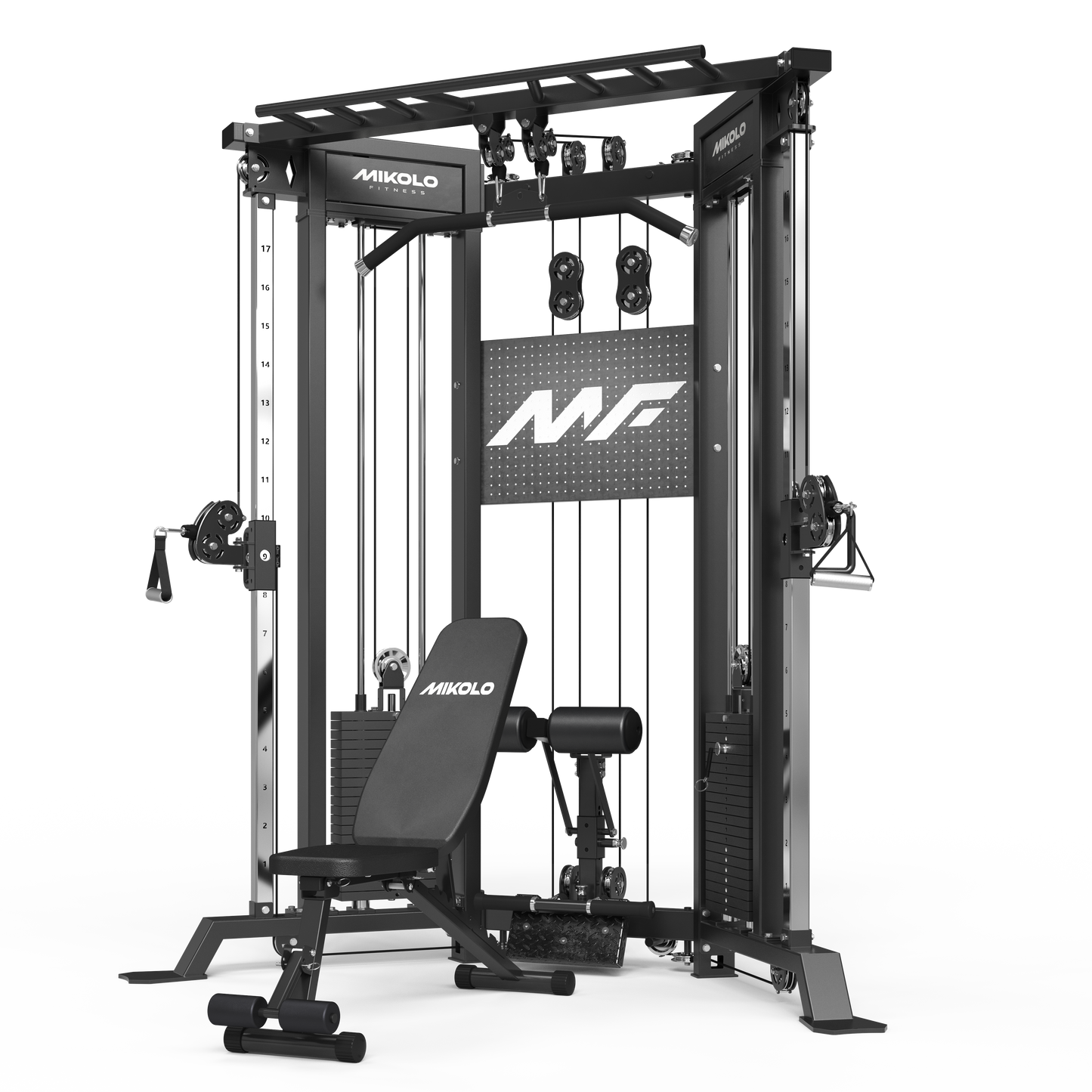 Mikolo Functional Trainer with 400lbs Weight Stack, 2:1 Ratio System Cable Crossover Machine with Independent Double Pulley System, 2000lbs Multi-Functional Chest Fly Machine