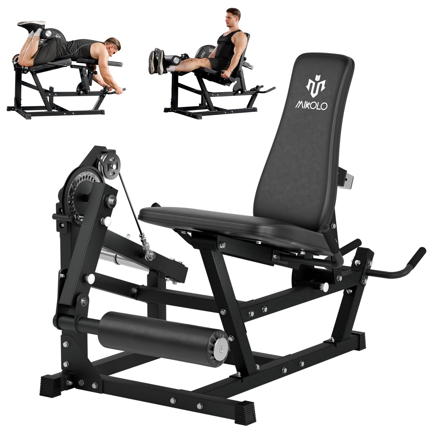 Mikolo TAWERET Leg Extension and Curl Machine, Adjustable Leg Curl Machine, Seated Leg Extension and Lying Curl Machine for Home Gym, Leg Workout Equipment with Cable System