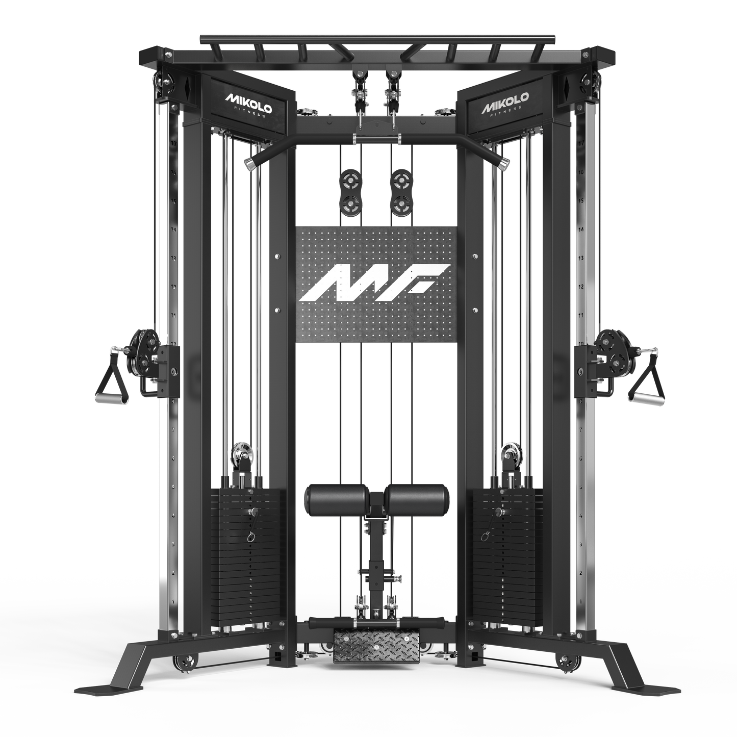 Mikolo Functional Trainer with 400lbs Weight Stack, 2:1 Ratio System Cable Crossover Machine with Independent Double Pulley System, 2000lbs Multi-Functional Chest Fly Machine