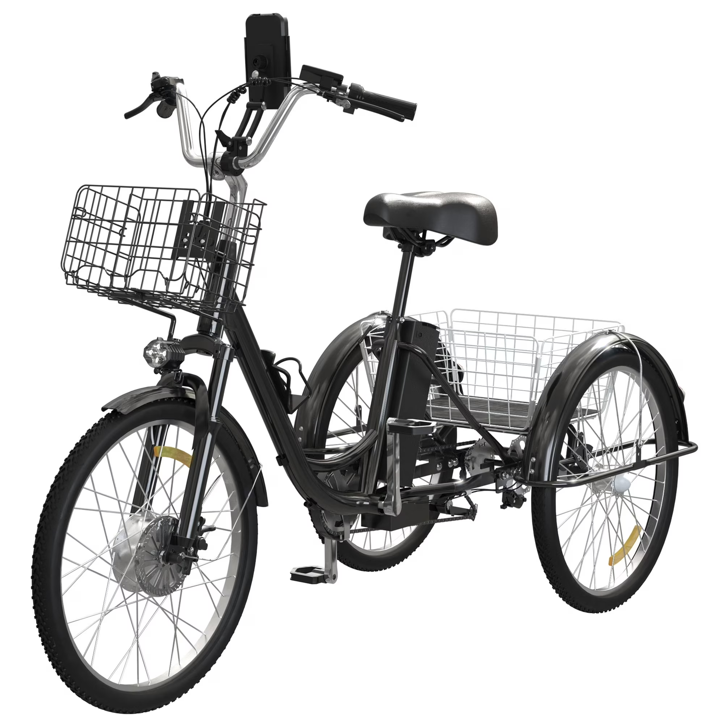 SKERI Electric Tricycle for Adults, 350W 48V Black Electric Trike Motorized Three Wheel Electric Bicycle, 7 Speeds 3 Wheels Adult Electric Tricycle with Large Basket