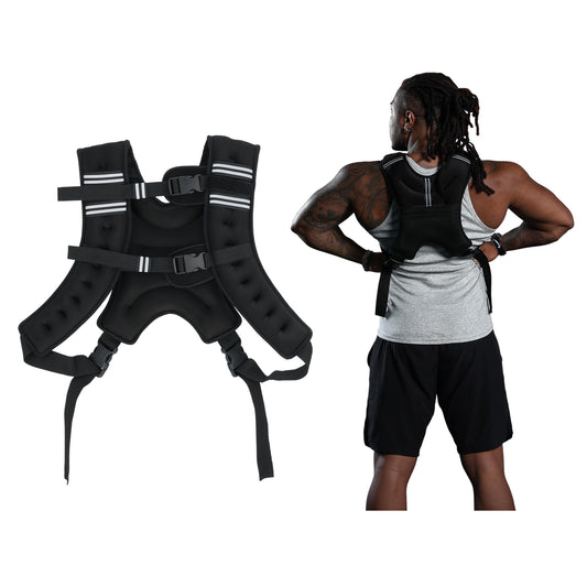 Mikolo Weighted Vest, Dual quick Adjustable Chest Straps & Side Buckle Straps, Back Mesh Storage Pocket, Reflective Strips,Thick Shoulder Pads for Running, Cardio & Strength Workouts