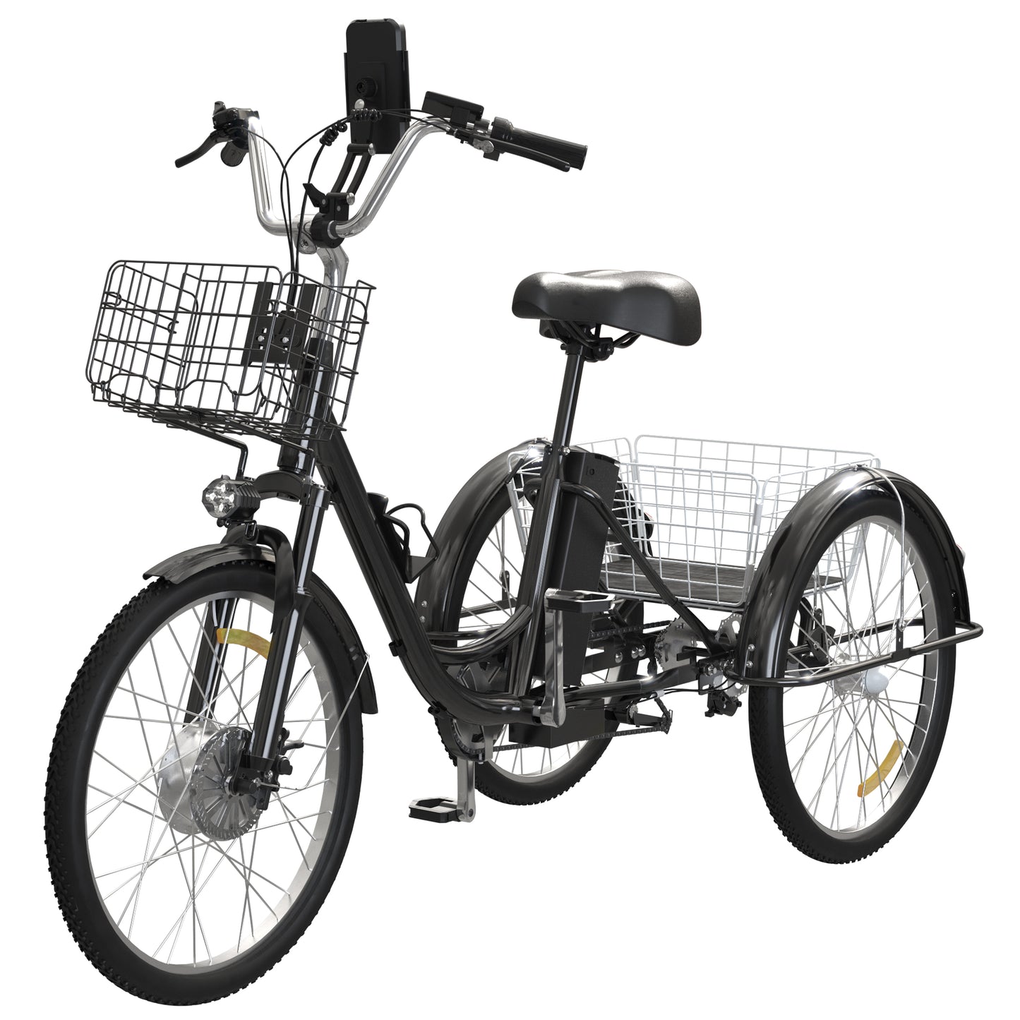 SKERI Electric Tricycle for Adults, 350W 36V White Electric Trike Motorized Three Wheel Electric Bicycle, 7 Speeds 3 Wheels Adult Electric Tricycle with Large Basket