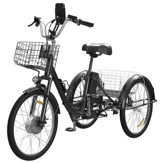 SKERI Electric Tricycle for Adults, 350W 36V White Electric Trike Motorized Three Wheel Electric Bicycle, 7 Speeds 3 Wheels Adult Electric Tricycle with Large Basket