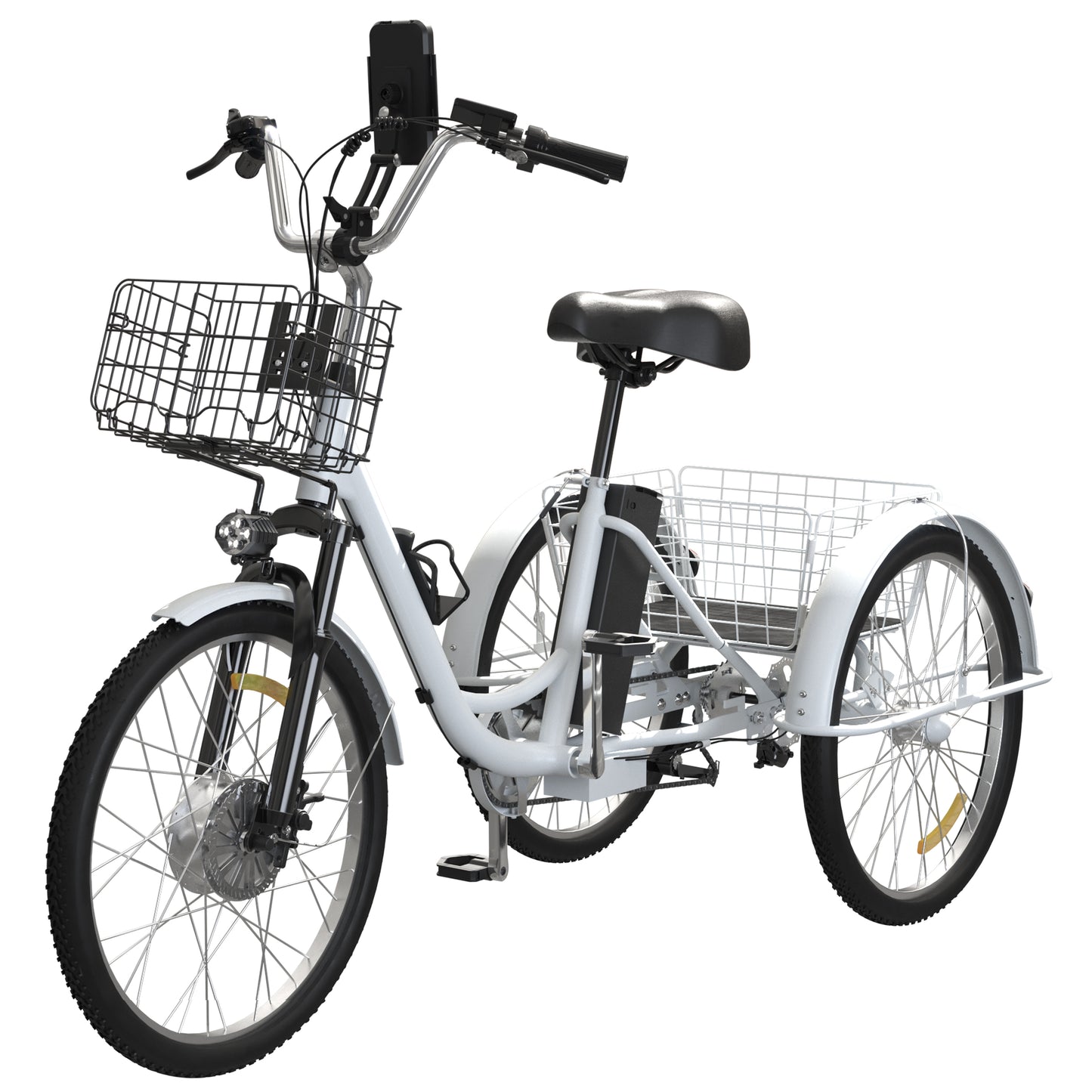 SKERI Electric Tricycle for Adults, 350W 36V Black Electric Trike Motorized Three Wheel Electric Bicycle, 7 Speeds 3 Wheels Adult Electric Tricycle with Large Basket