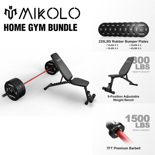 Mikolo 7ft Olympic Barbell, Barbell for Weightlifting and Powerlifting 45lb, Olympic Bar for 1500lbs Capacity, Weight Bar Fit 2” Standard Weights