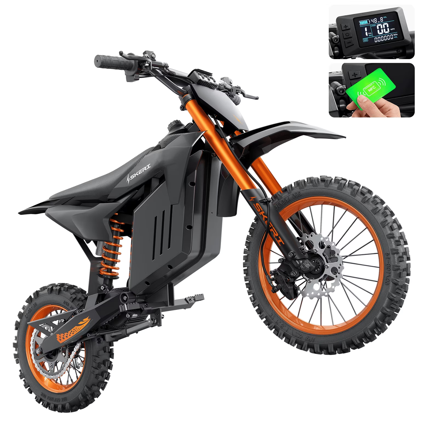 Skeri Electric Dirt Bike for Teens Adults, 14"/12" Fat Tire 2000W (Peak 3200W) 48V 21AH Battery 37MPH Hydraulic off-Road Age 13+