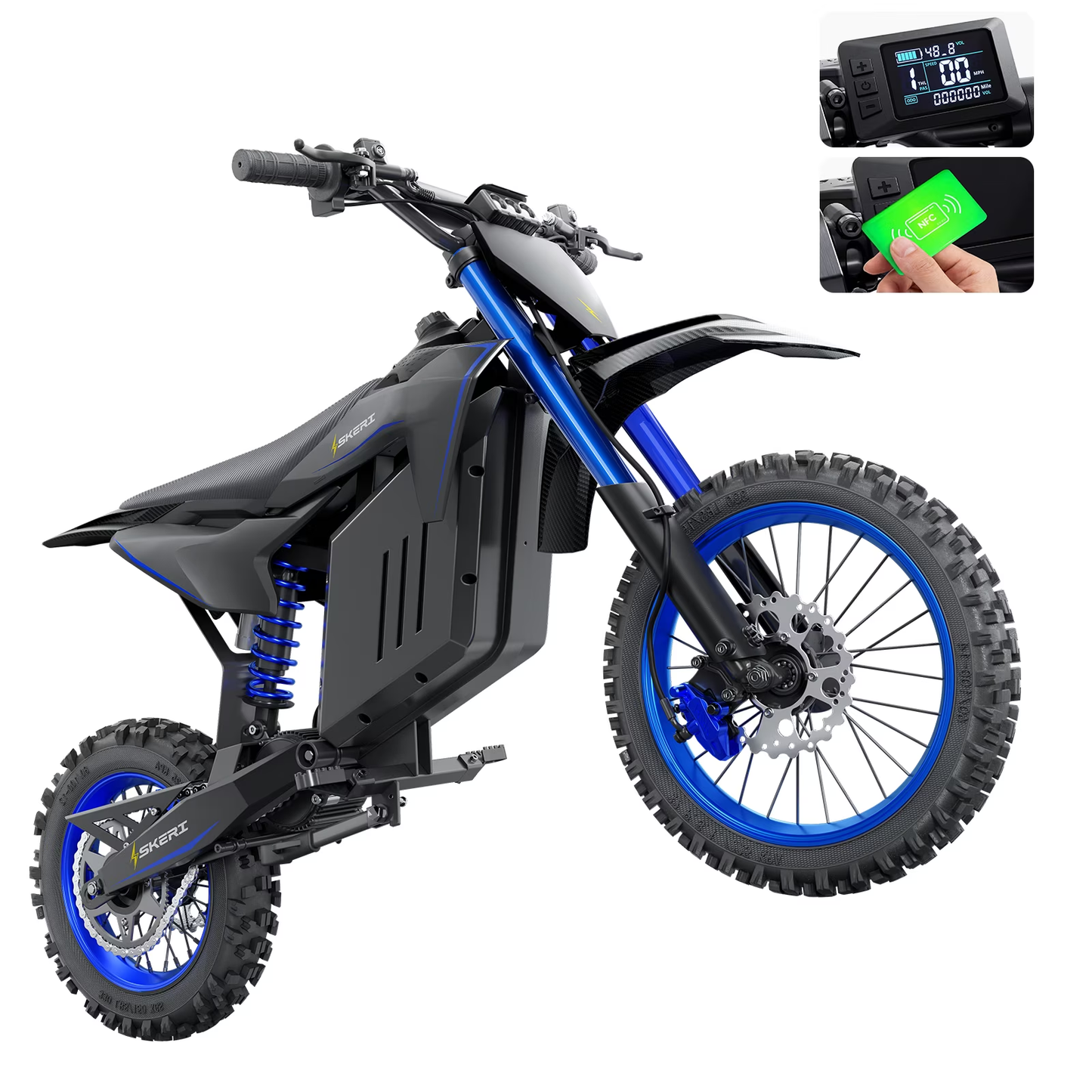 Skeri Electric Dirt Bike for Teens Adults, 14"/12" Fat Tire 2000W (Peak 3200W) 48V 21AH Battery 37MPH Hydraulic off-Road Age 13+