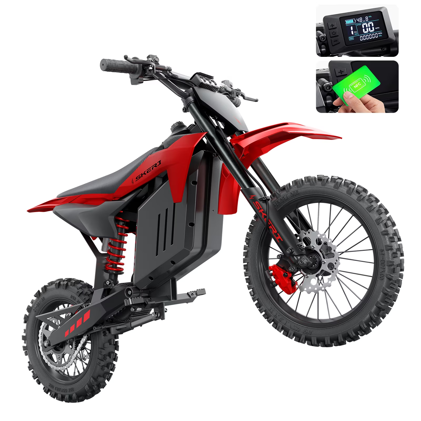 Skeri Electric Dirt Bike for Teens Adults, 14"/12" Fat Tire 2000W (Peak 3200W) 48V 21AH Battery 37MPH Hydraulic off-Road Age 13+