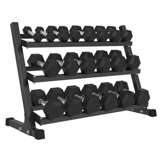 Mikolo Rubber Hex Dumbbell Set with Racks, Multiple Options in 160/200/380/450/550lbs, Strength Training Weight Set Home Gym