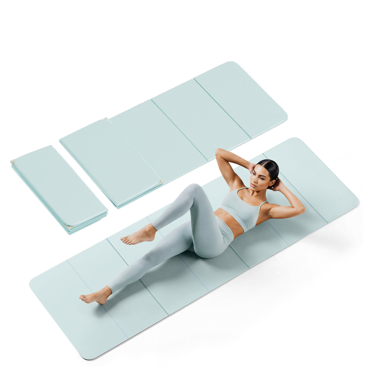 Foldable Yoga Mat, POE Fitness Mat with Non-Slip Surface, Lightweight Portable Workout Mat Exercise Mat for Studio or Home Use