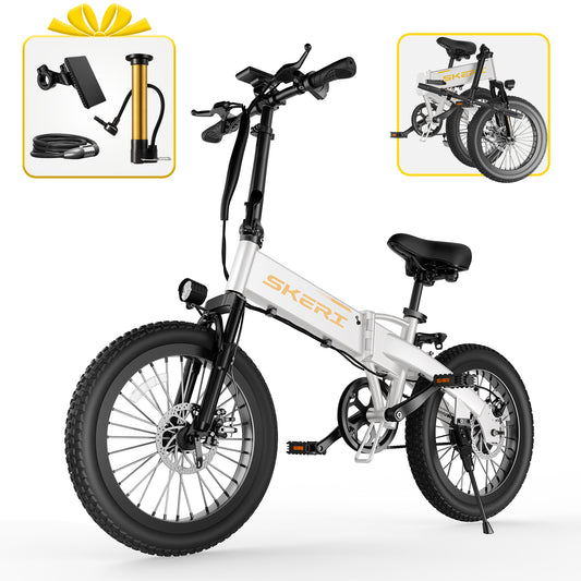 Skeri 20" Folding Electric Bike with 40Miles (Pedal-assist1) by 48V Battery, 20Mph Power by Peak 500W, Adult Electric Bicycle with 5 Pedal-Assist Levels& LCD Display, Suitable for Commuting