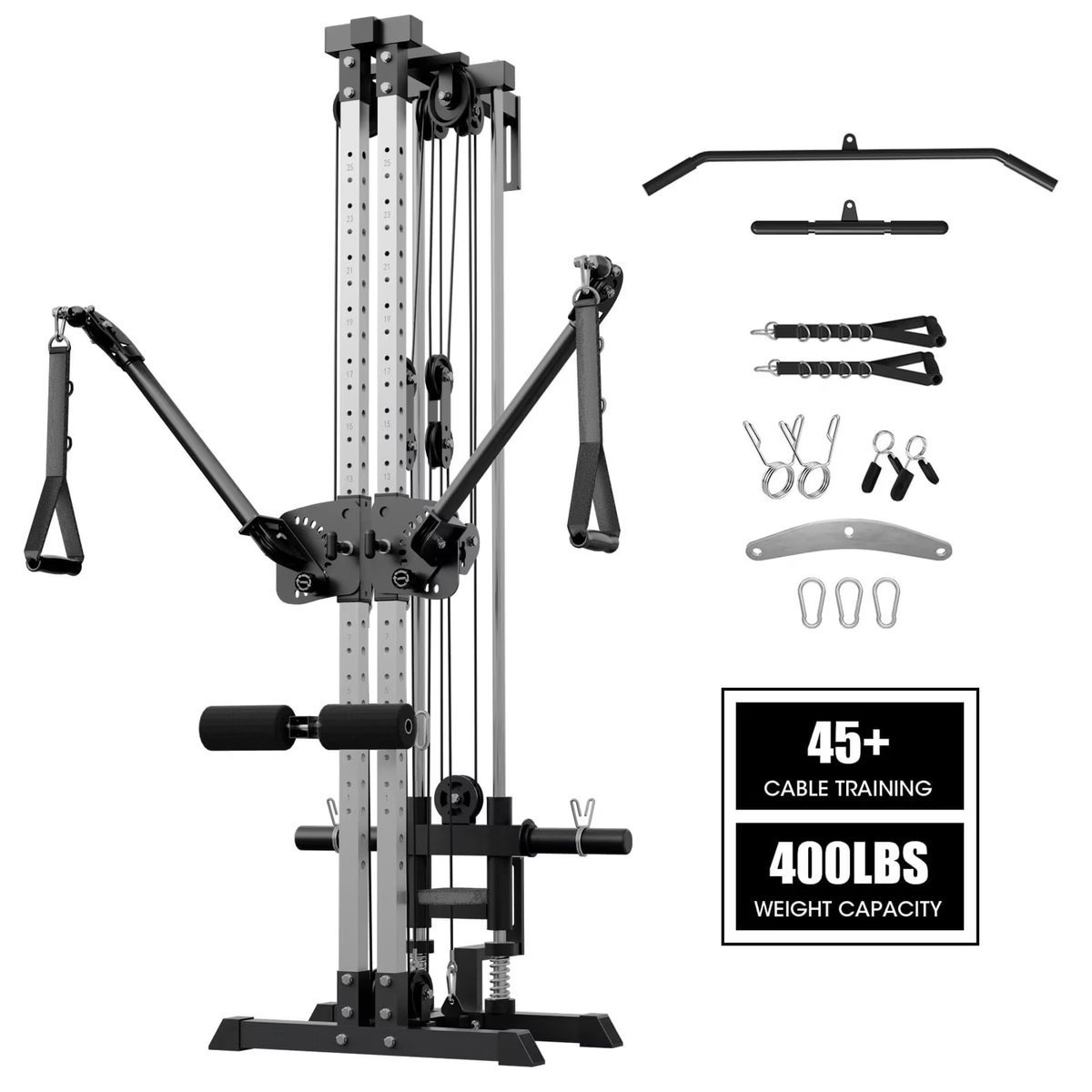 Mikolo Cable Crossover Machine – 2-in-1 Wall Mounted Pulley Tower with 26-Position Dual Pulley System, Lat Pulldown & Functional Trainer for Home Gym