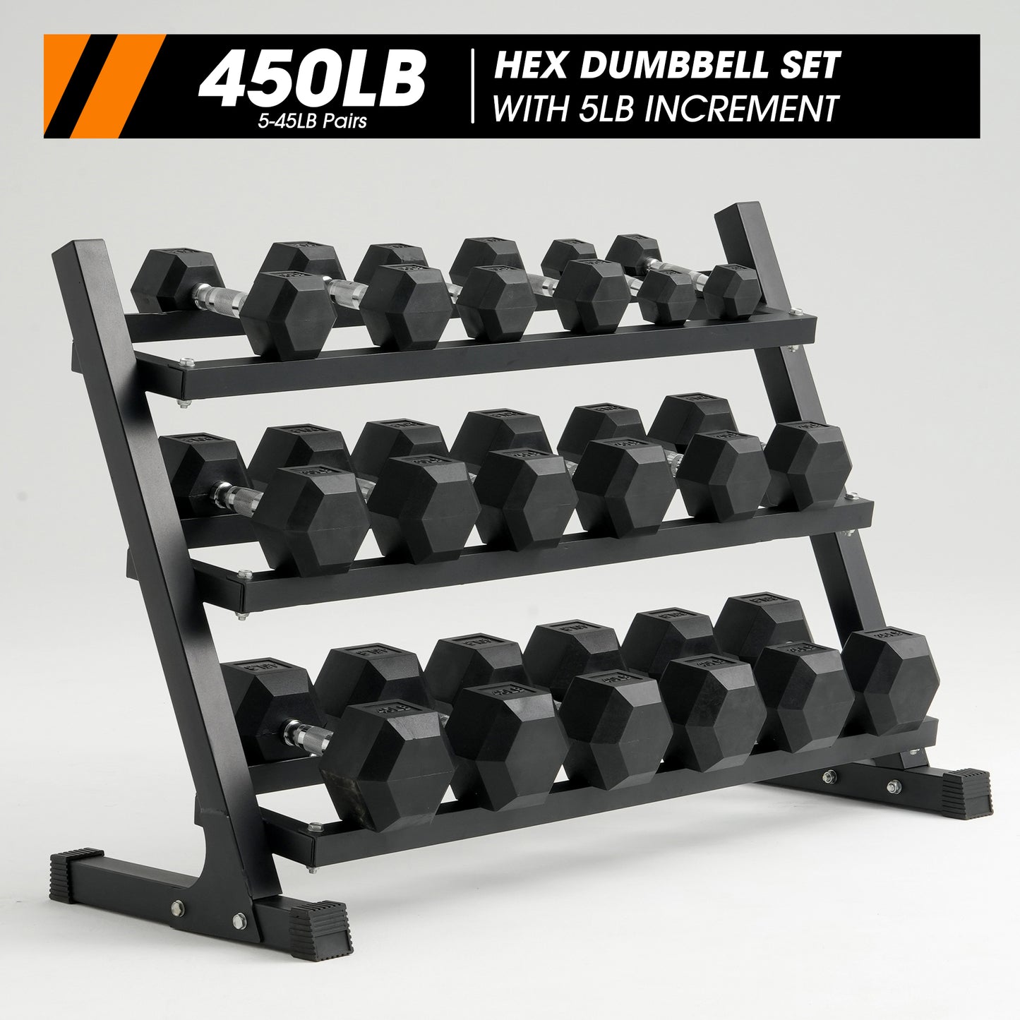 Mikolo Rubber Hex Dumbbell Set with Racks, Options in 550lbs, Strength Training Weight Set Home Gym