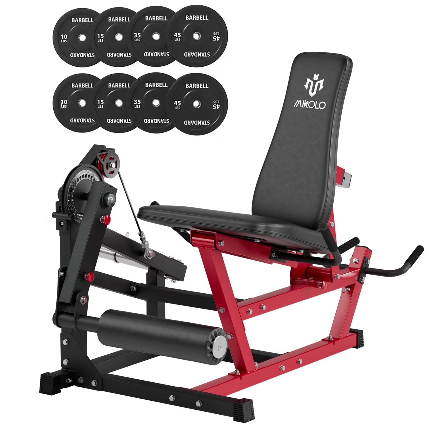 Mikolo TAWERET Leg Extension and Curl Machine, Adjustable Leg Curl Machine, Seated Leg Extension and Lying Curl Machine for Home Gym, Leg Workout Equipment with Cable System