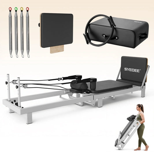 Syedee Foldable Pilates Equipment for Home Workouts,Balanced Body Pilates Reformer Machine for Home and Gym, Pilates Exercise Equipment with Jump Board, Pilates Box Set