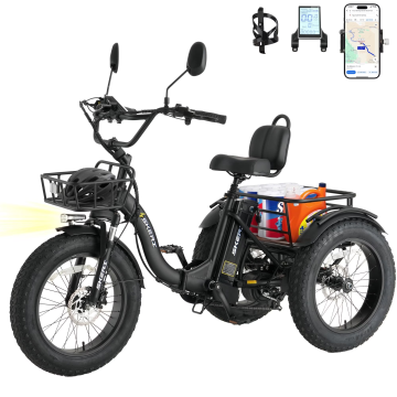 Skeri Electric Tricycle for Adults, 750W(Peak 1350W) Motor, 48V13Ah Battery, 20"x4" Folding Fat Tire 3-Wheel Electric Trike, 20MPH, Hydraulic Brakes, Rear Basket & Differential, UL2849