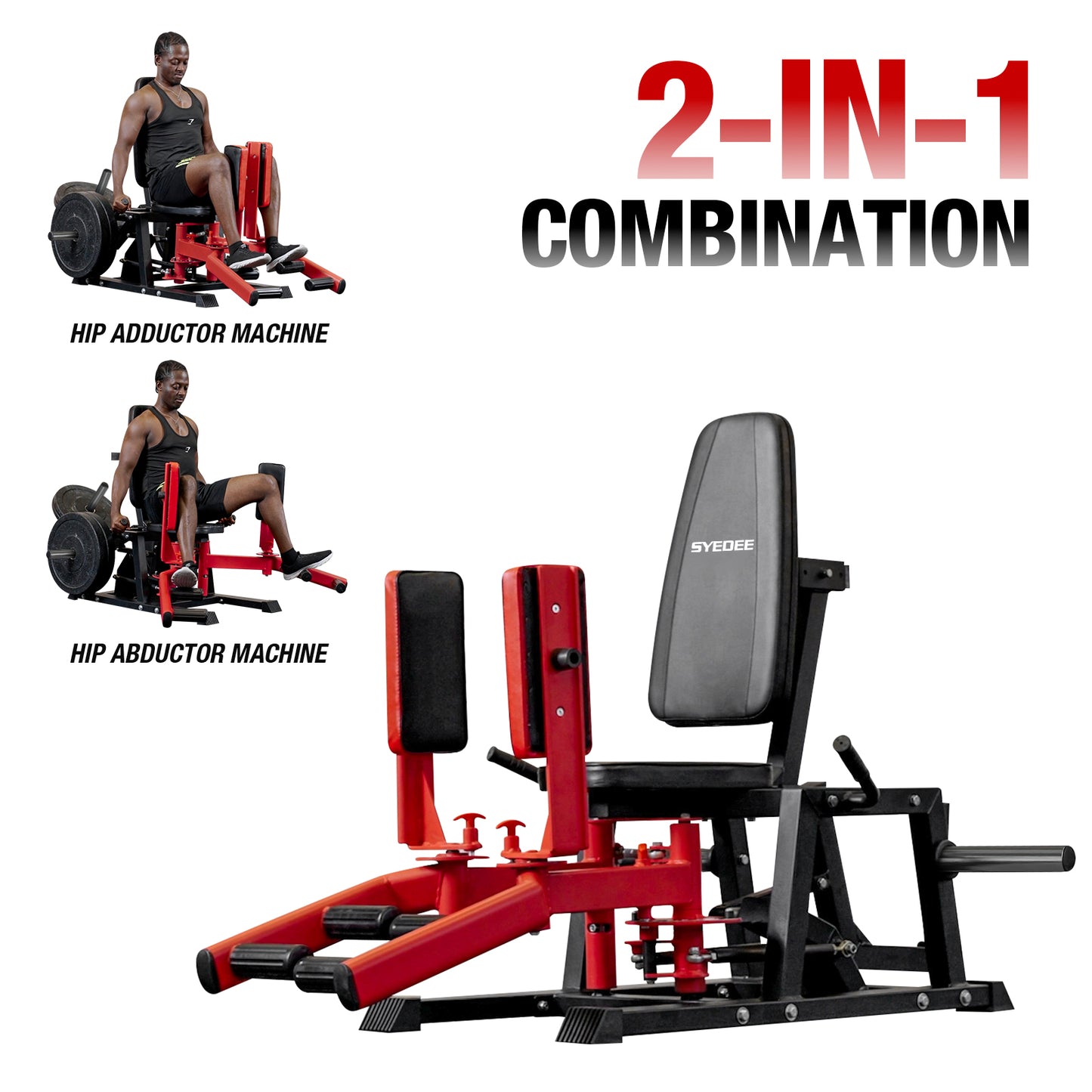 Syedee Hip Abductor Machine, Plate-Loaded Inner and Outer Thigh Machine, Thigh Master Hip Trainer, Hip Thrusters for Home Gym（2025 Vision）