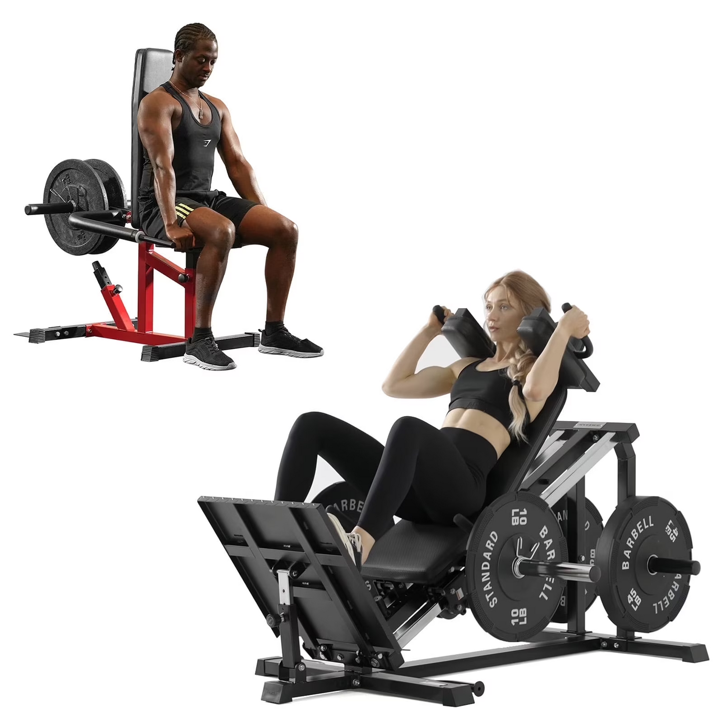 Syedee Compact Leg Sled Machine, Leg Press Machine Capacity 900lbs, Hack Squat Machine Combo, Calf Raise Home Gym